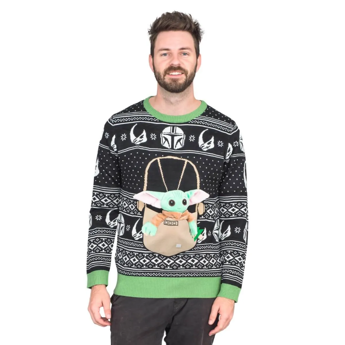 3D Baby Yoda Christmas Sweater JulesRoche Ugly Pullover