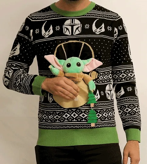3D Baby Yoda Christmas Sweater JulesRoche Ugly Pullover