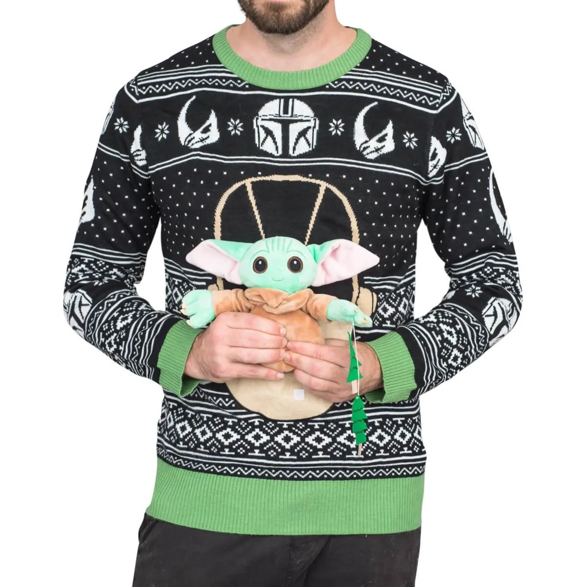 3D Baby Yoda Christmas Sweater JulesRoche Ugly Pullover