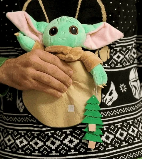 3D Baby Yoda Christmas Sweater JulesRoche Ugly Pullover
