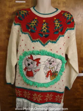 Amazing 80s Cat Christmas Sweater
