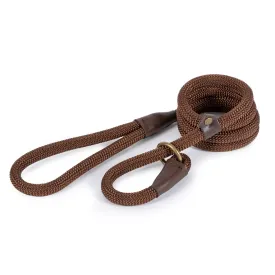 Ancol Heritage Collection Deluxe Nylon Rope Slip Dog Lead Brown