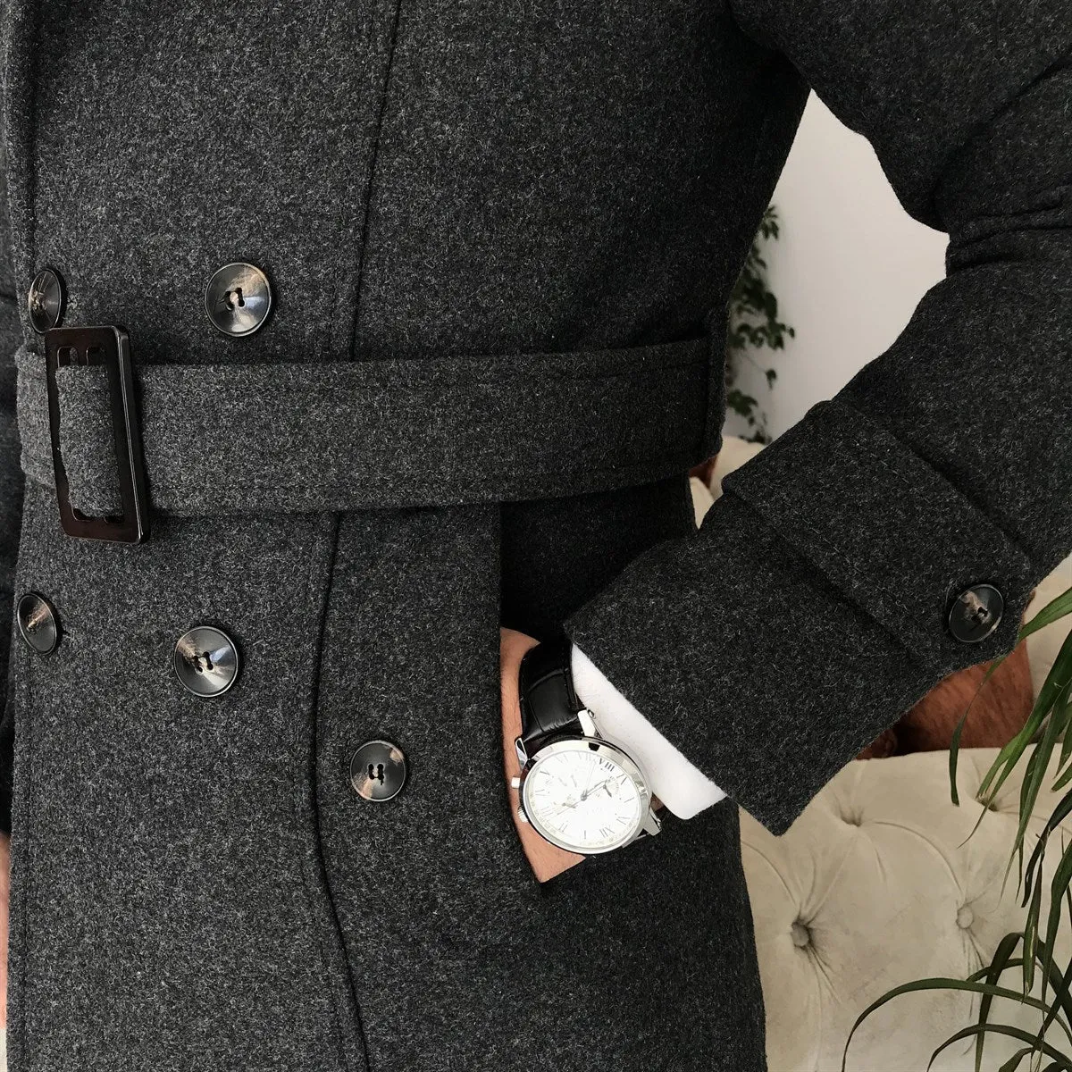 Arctic Charcoal Double Breasted Over Coat by ITALIAN VEGA®