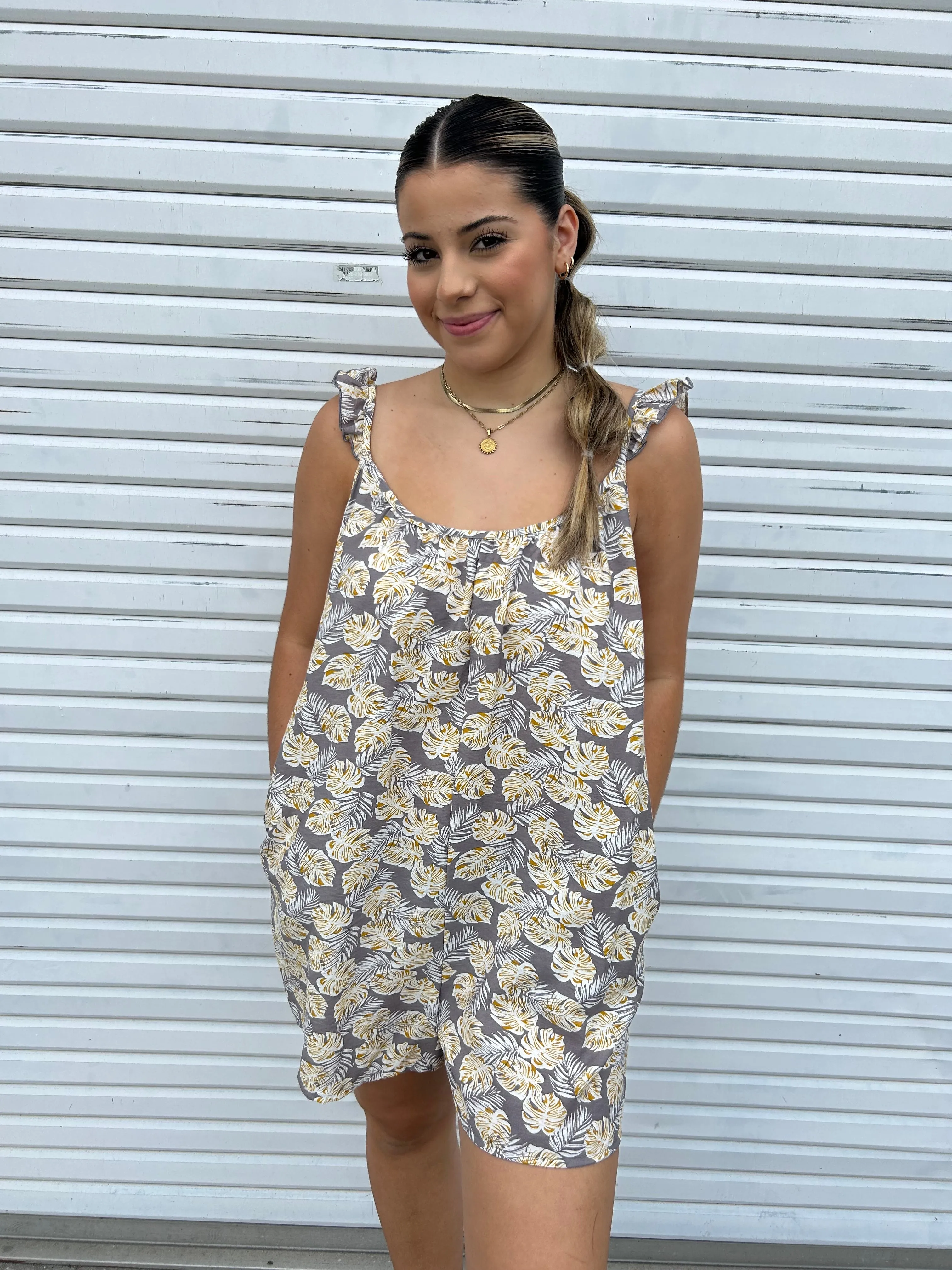 Autumn's Yellow Leaves Romper