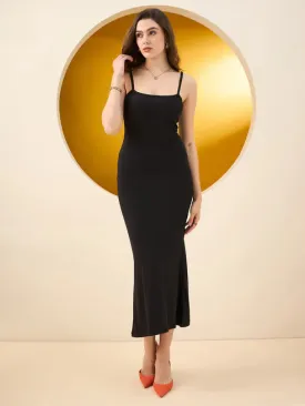 Black Bodycon Dress with Shoulder Straps
