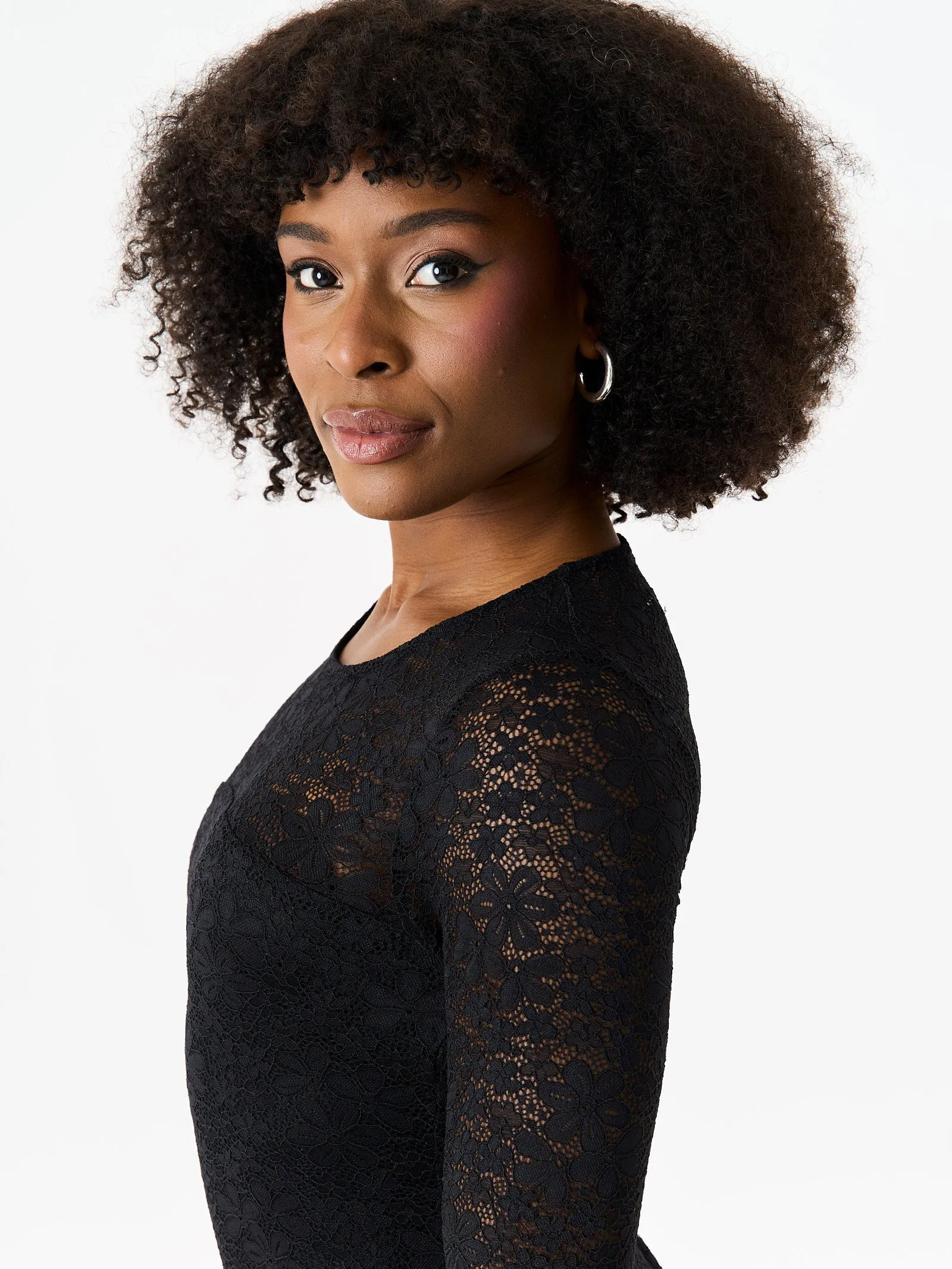 Black Long Sleeve Lace Bodycon Dress