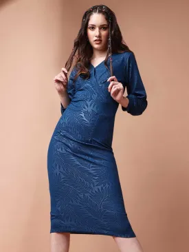 Blue Elegance Sheath Dress