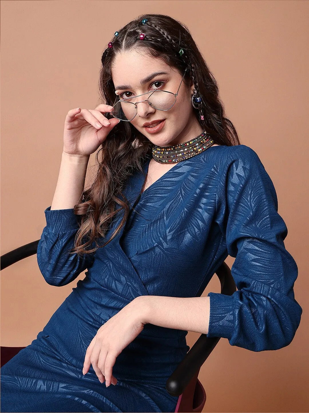 Blue Elegance Sheath Dress