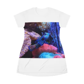 Blue Fish All Over Print T-Shirt Dress