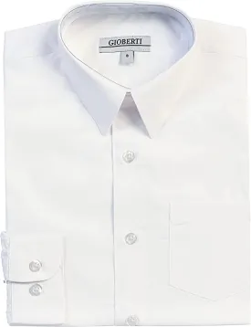 Boy's Long Sleeve Solid Dress Shirt - White