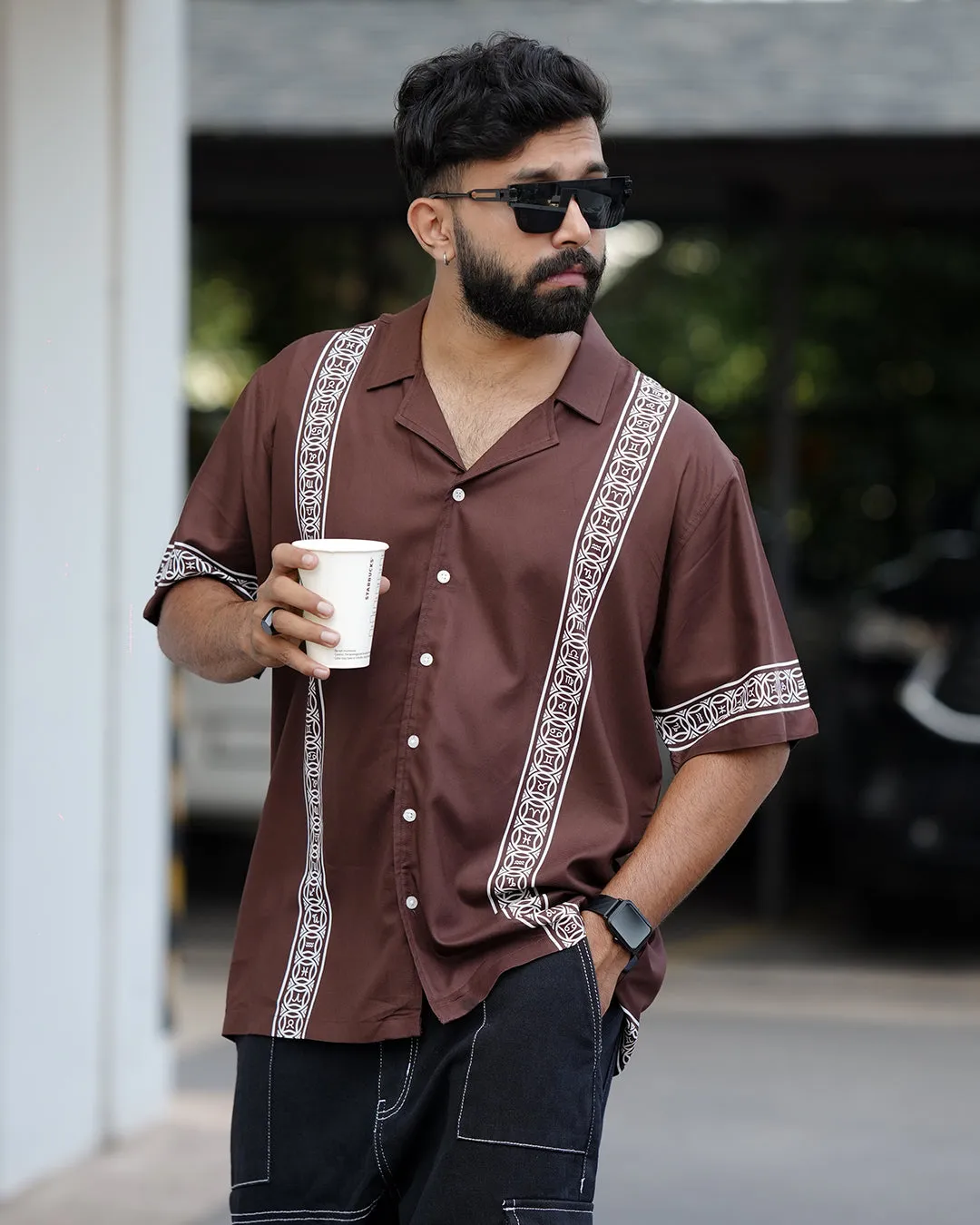 Brown Panel Shirt