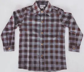 Burgundy Checkered Print Boys Shirts