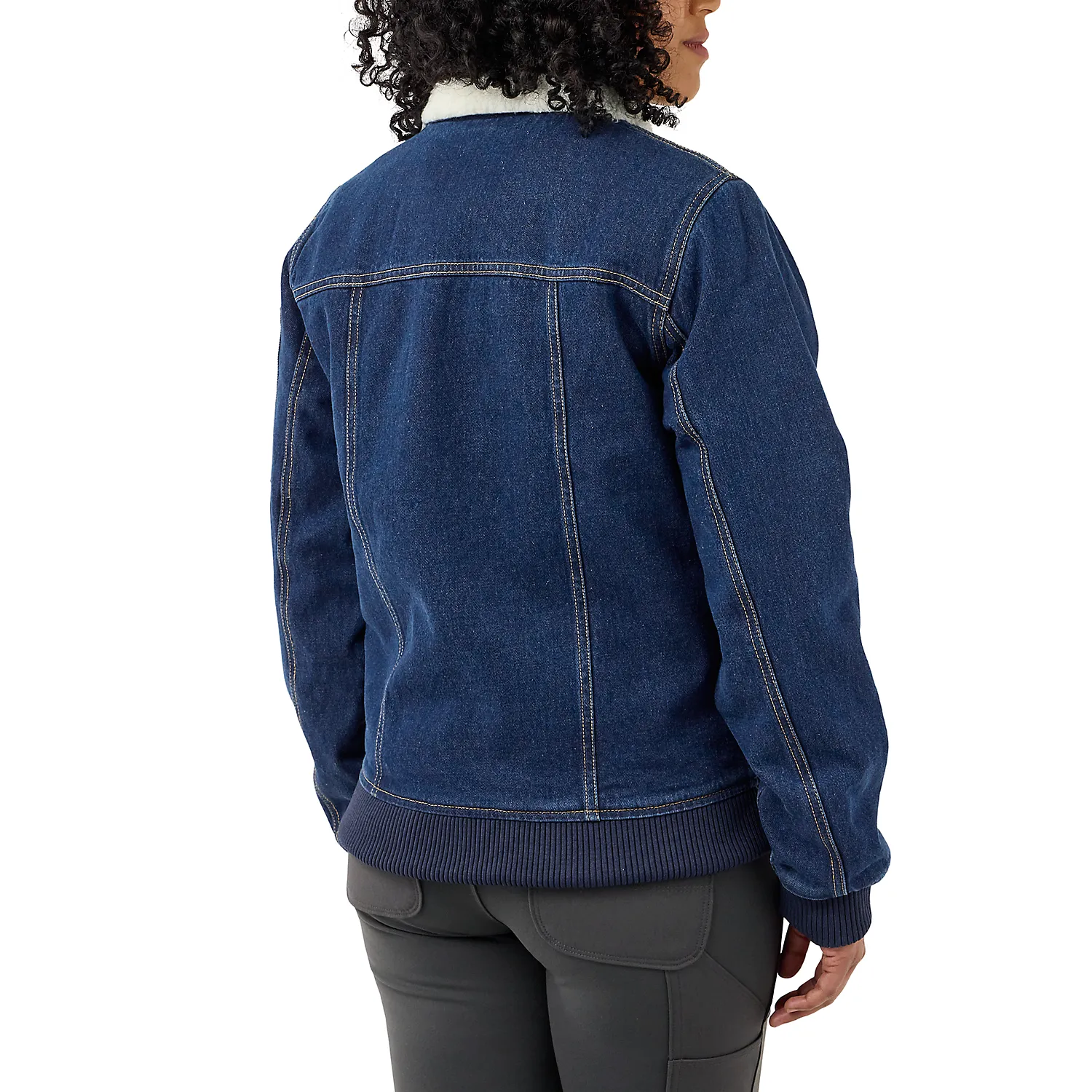 Carhartt Women's Rugged Flex Relaxed Fit Denim Sherpa Lined Jacket Beech 105446-H87