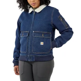 Carhartt Women's Rugged Flex Relaxed Fit Denim Sherpa Lined Jacket Beech 105446-H87