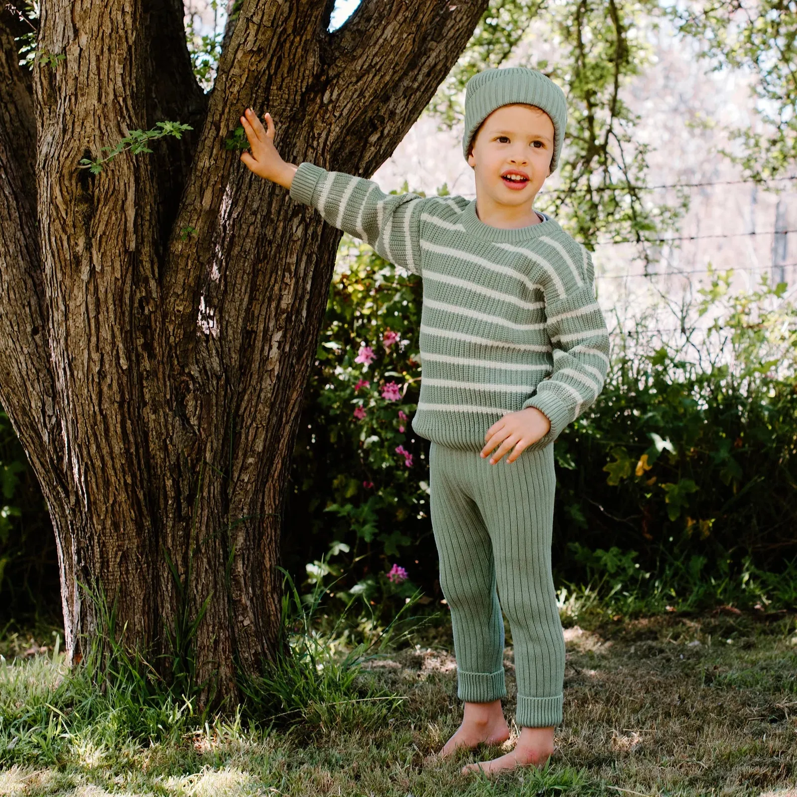 Chunky Rib Knit Pant - Sage