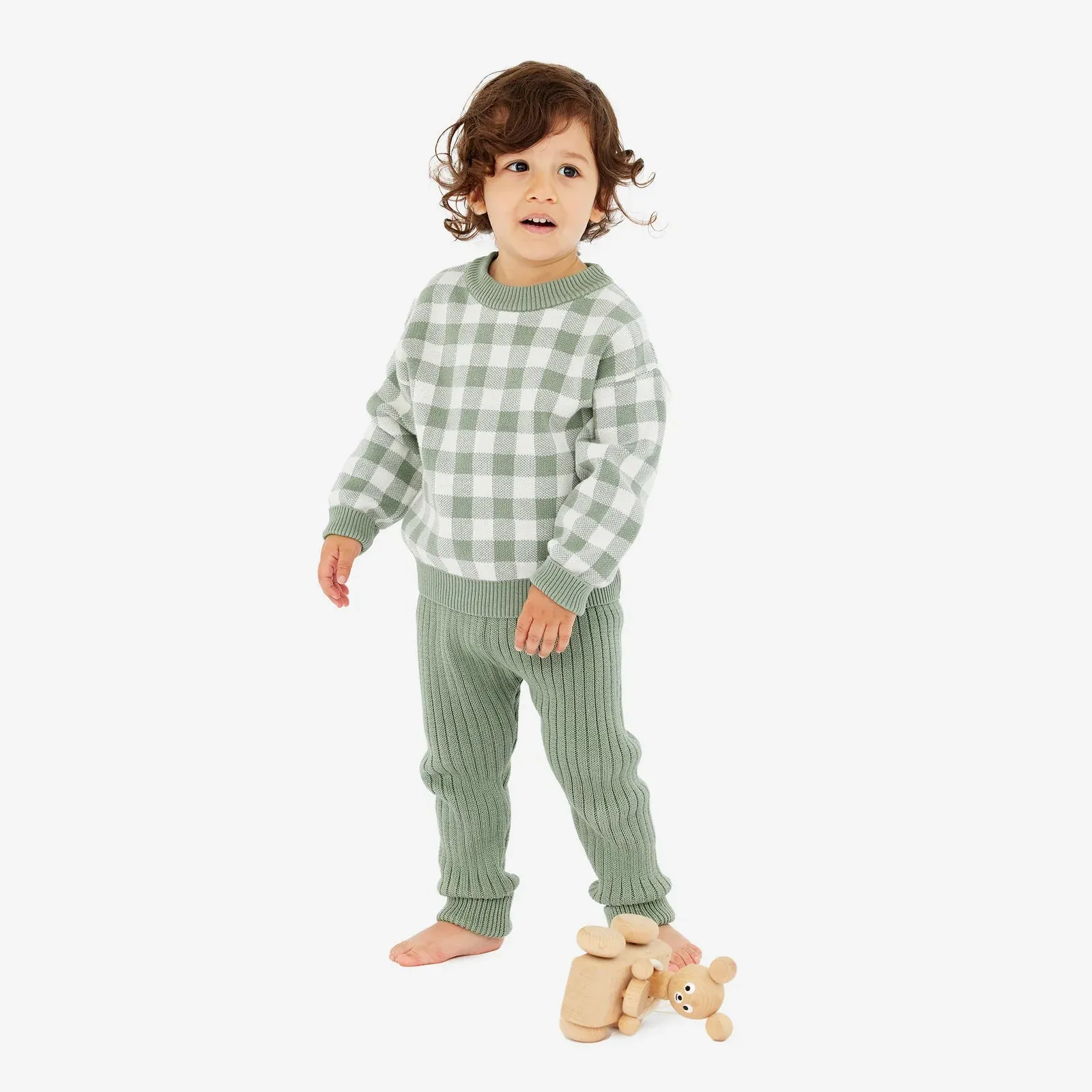 Chunky Rib Knit Pant - Sage