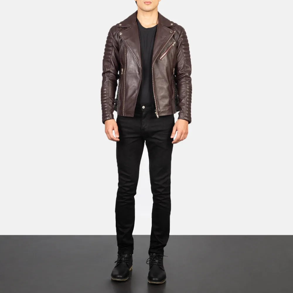 Classic Maroon Leather Jacket