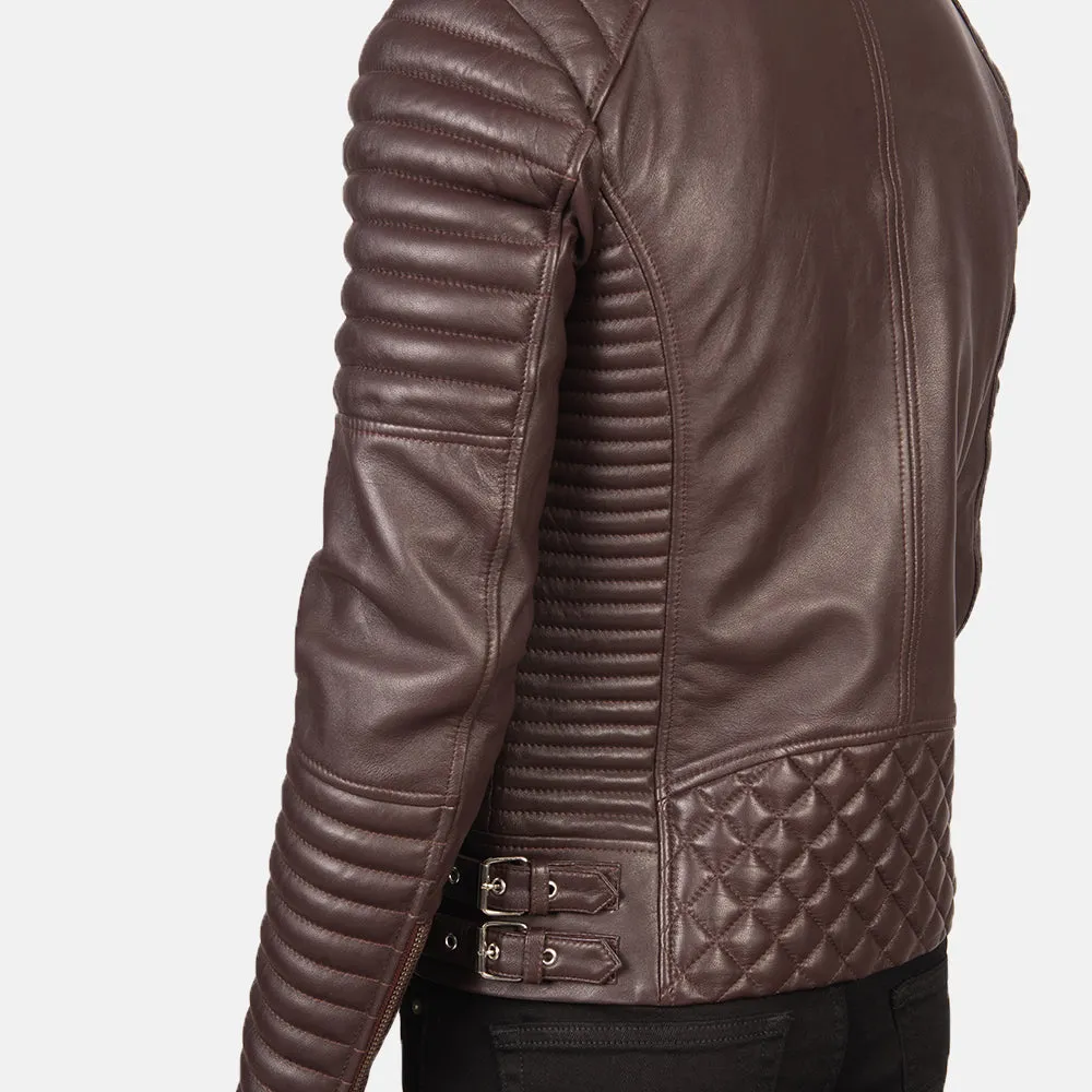 Classic Maroon Leather Jacket