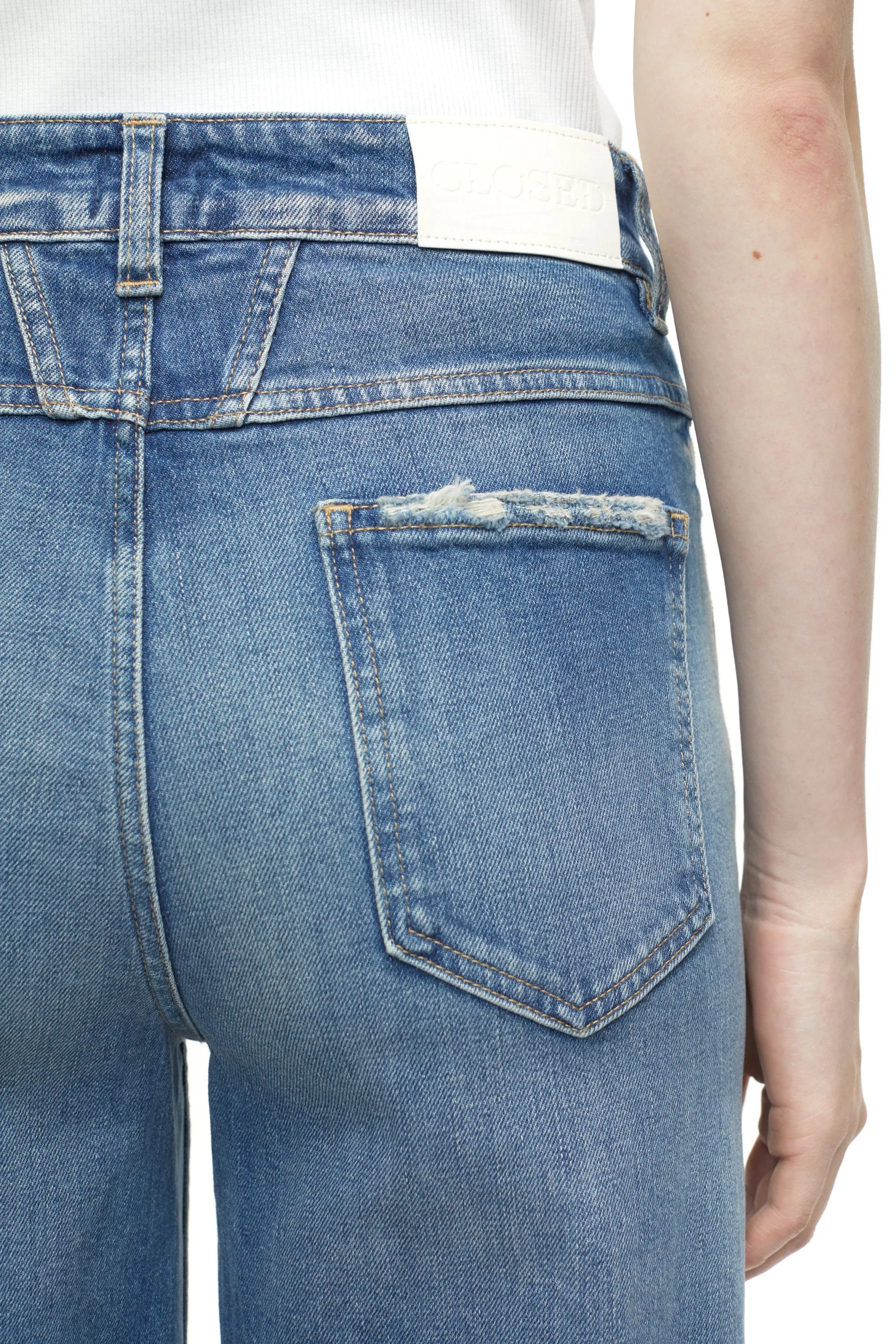 CLOSED WOMENS GLOW-UP WIDE LEG DENIM - MID BLUE