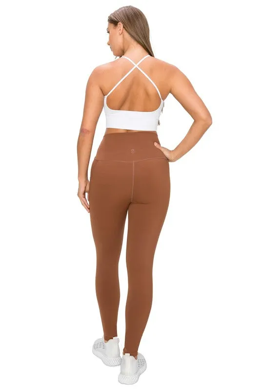 Dark Brown High Waisted 7/8 Leggings W Pockets