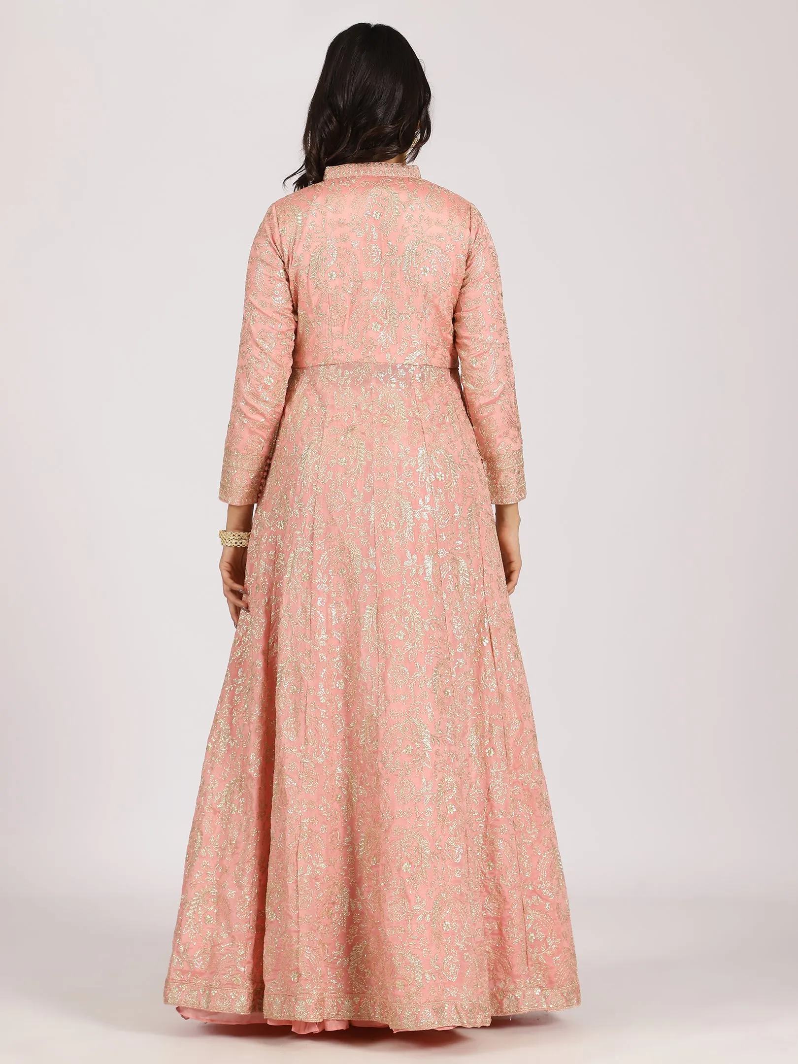 Elegant Peach Embroidered Anarkali Suit