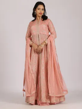 Elegant Peach Embroidered Anarkali Suit