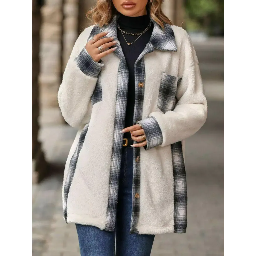 Elevate Your Wardrobe with the Plaid Contrast Dropped Shoulder Coat