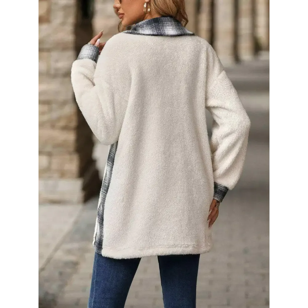 Elevate Your Wardrobe with the Plaid Contrast Dropped Shoulder Coat