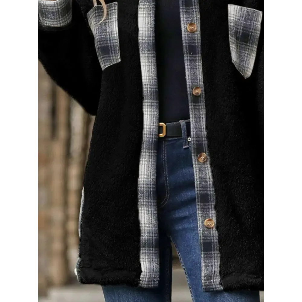 Elevate Your Wardrobe with the Plaid Contrast Dropped Shoulder Coat