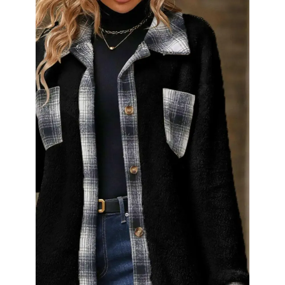 Elevate Your Wardrobe with the Plaid Contrast Dropped Shoulder Coat