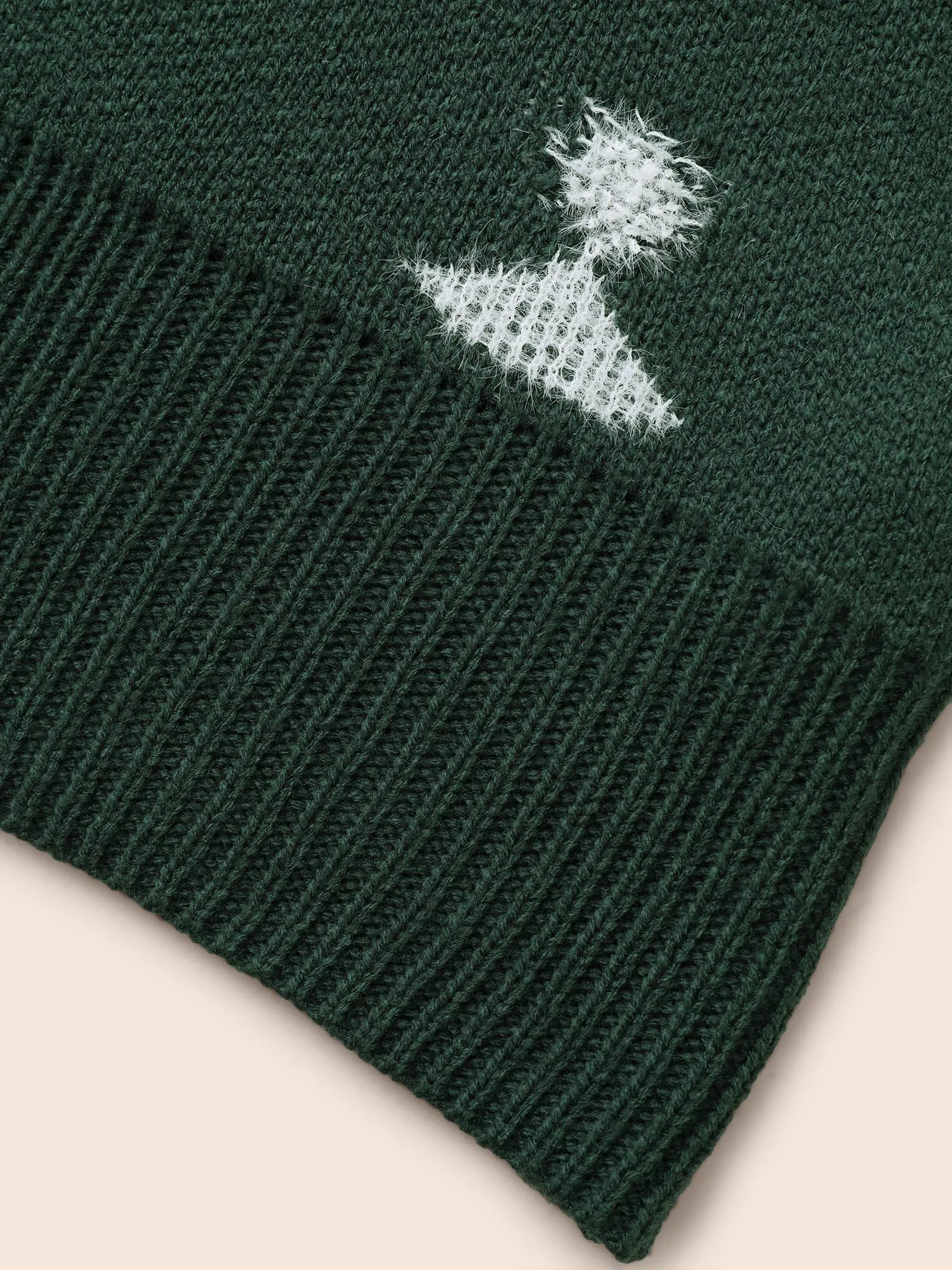 Festive Trees Ribbed Detailing Pullover