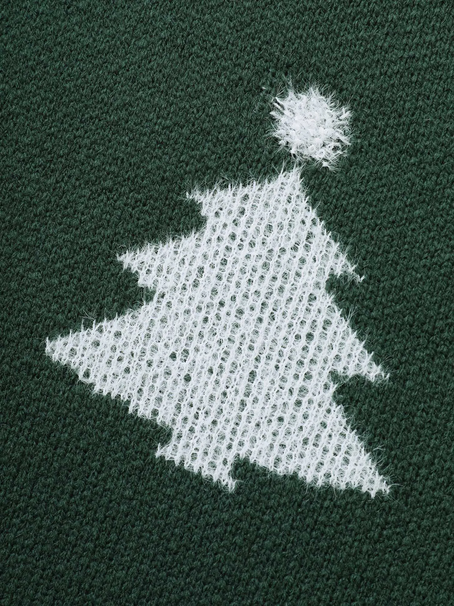 Festive Trees Ribbed Detailing Pullover