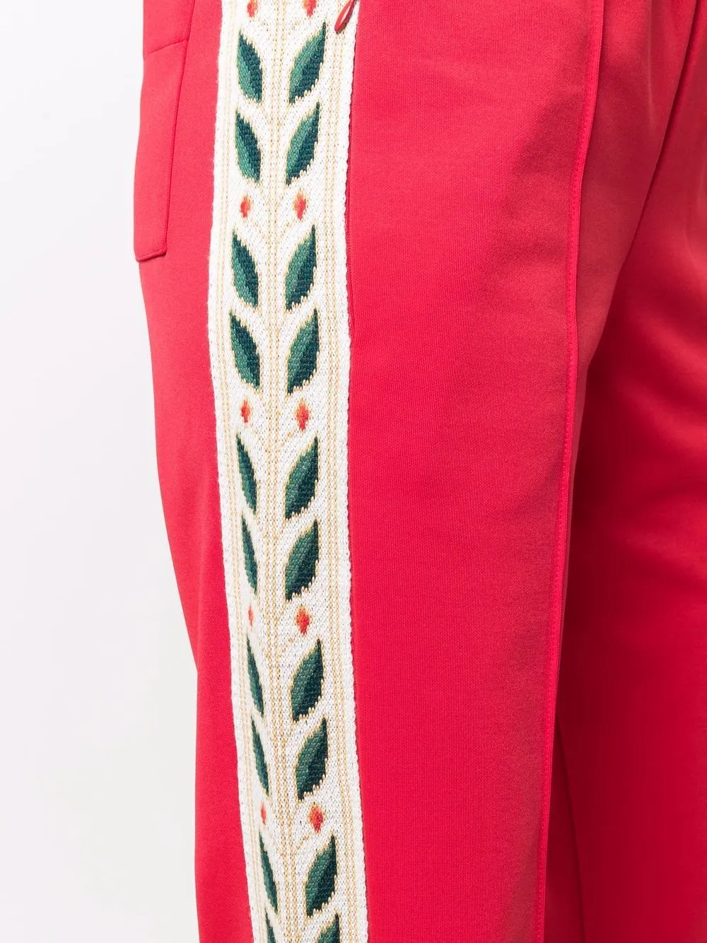 floral-embroidered flared trousers