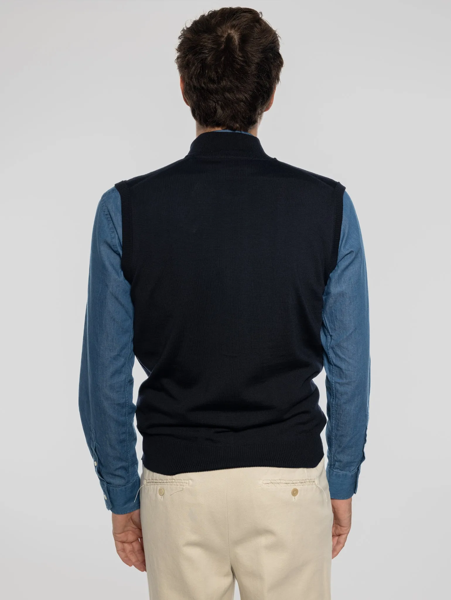 Gilet in Lana taglio Bomber Blu