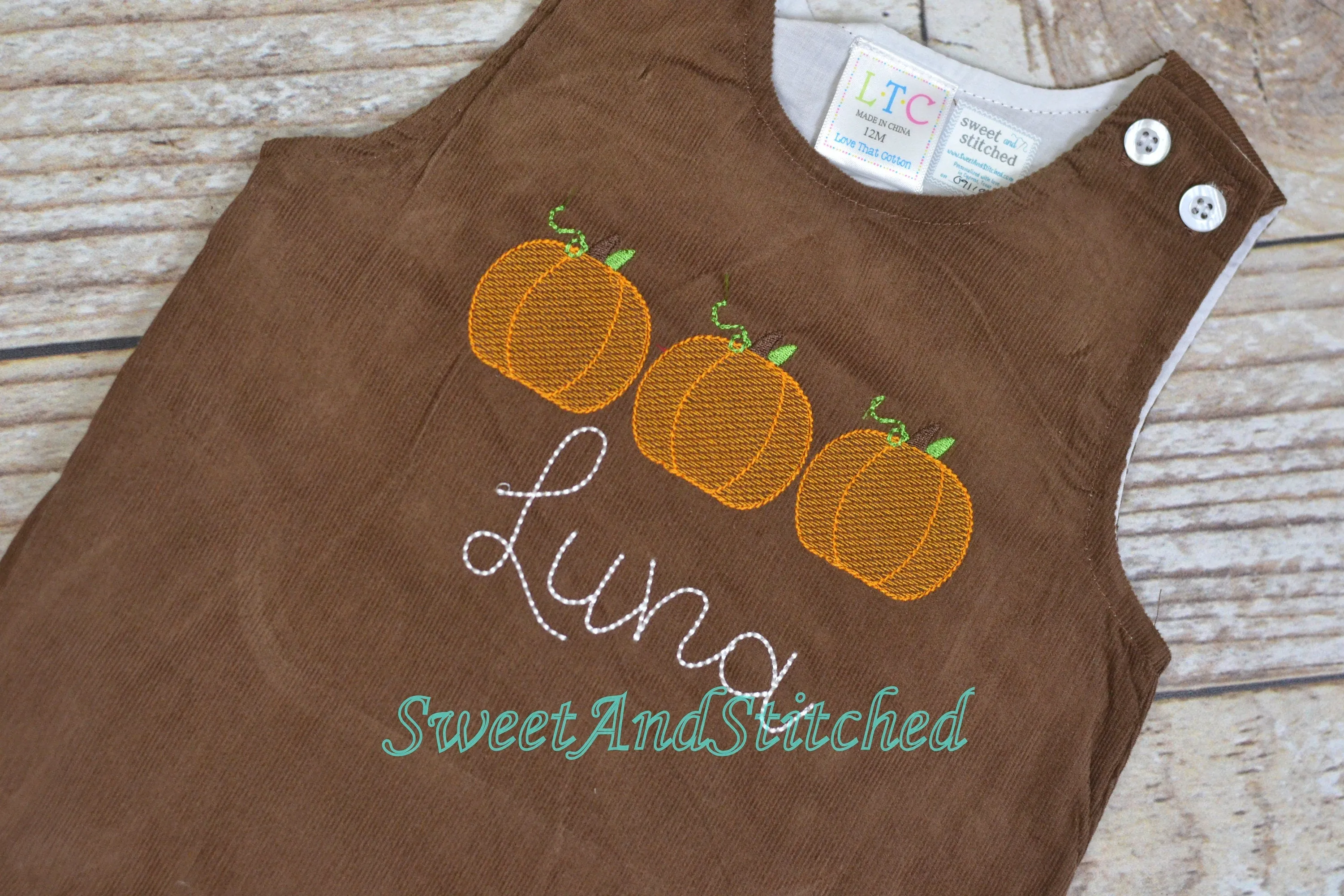 Girls Pumpkin Dress, monogrammed thanksgiving dress, corduroy jumper, personalized Corduroy pumpkin dress,