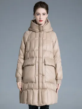 Hooded Flared Down Puffer Coat