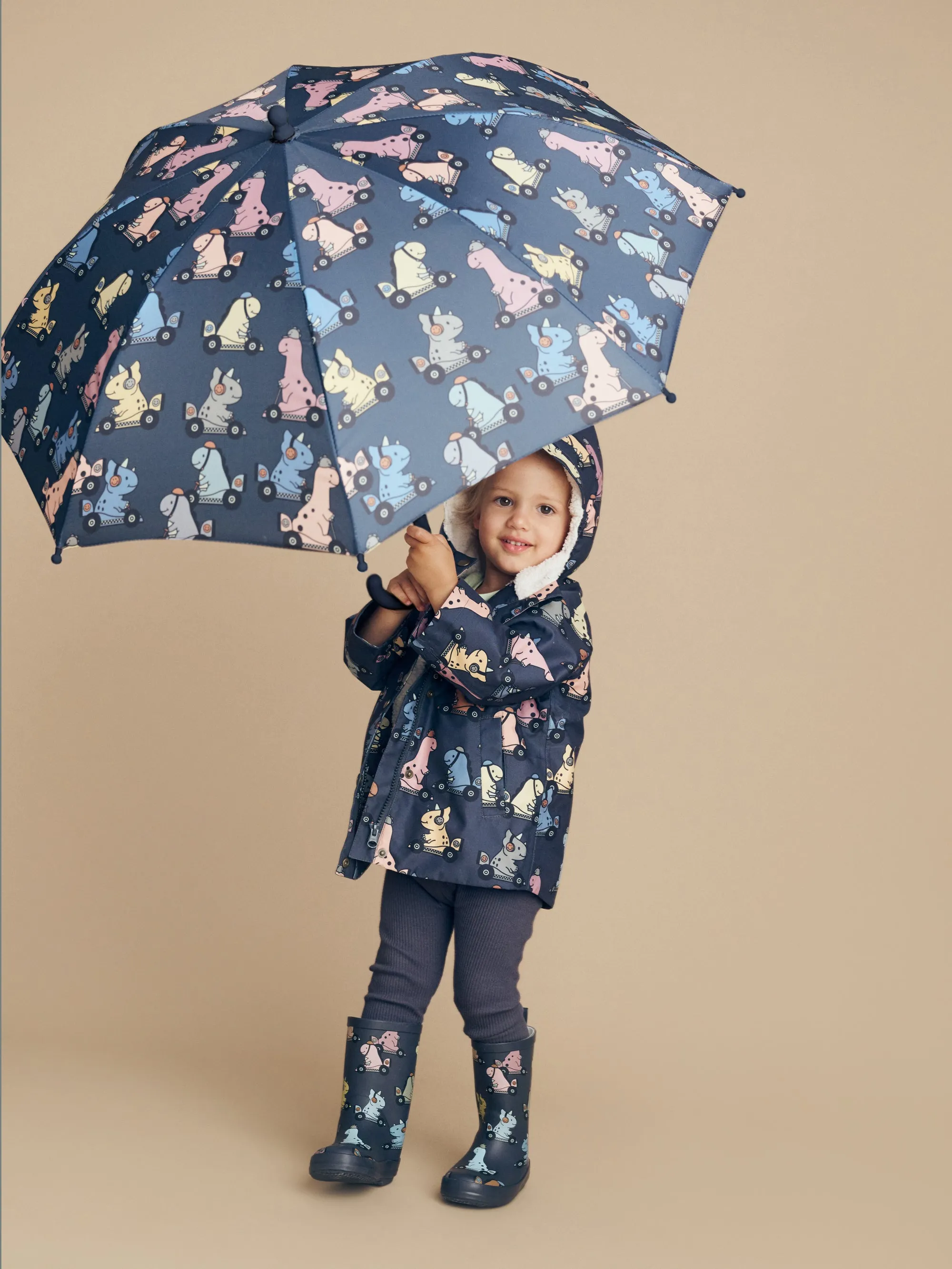 Huxbaby Dino Racer Raincoat - Ink