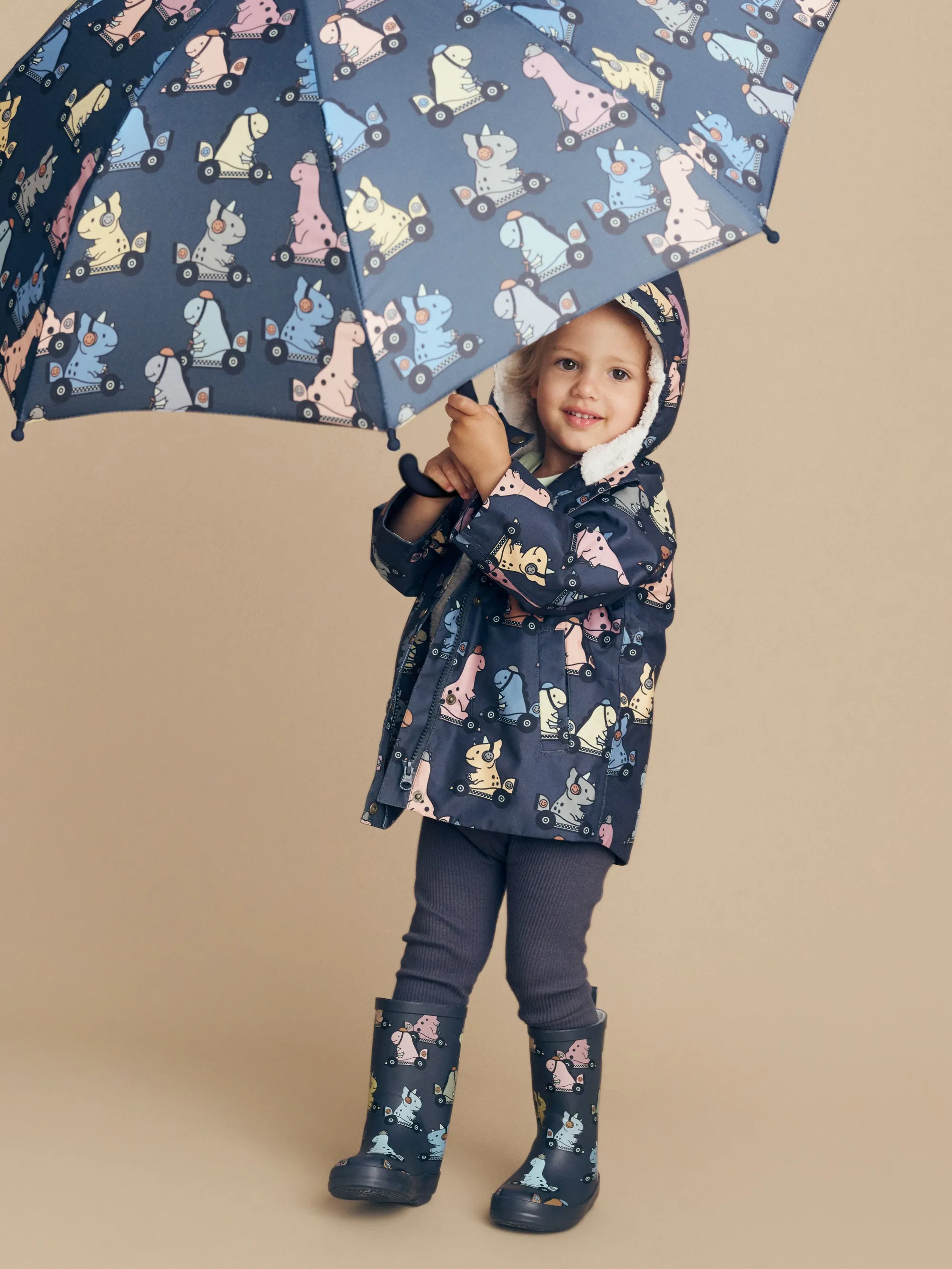 Huxbaby Dino Racer Raincoat - Ink