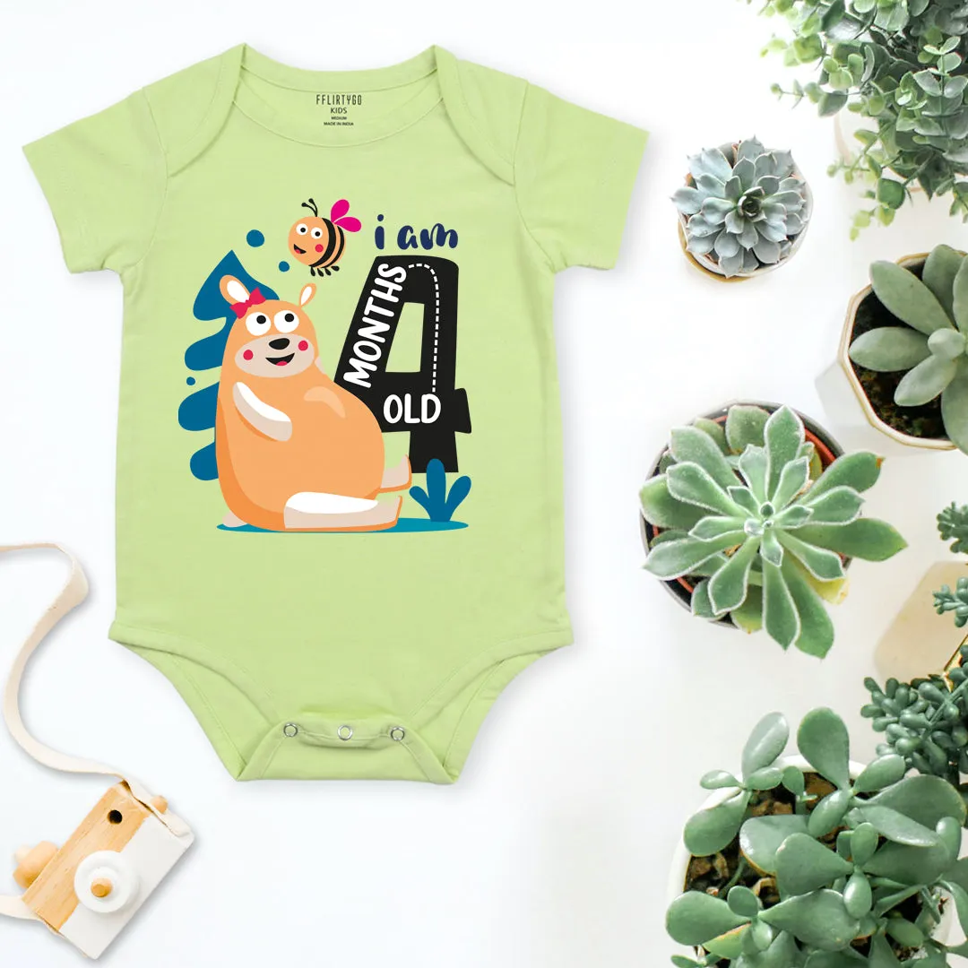 I Am 4 Months Old Bear Baby Romper | Onesies