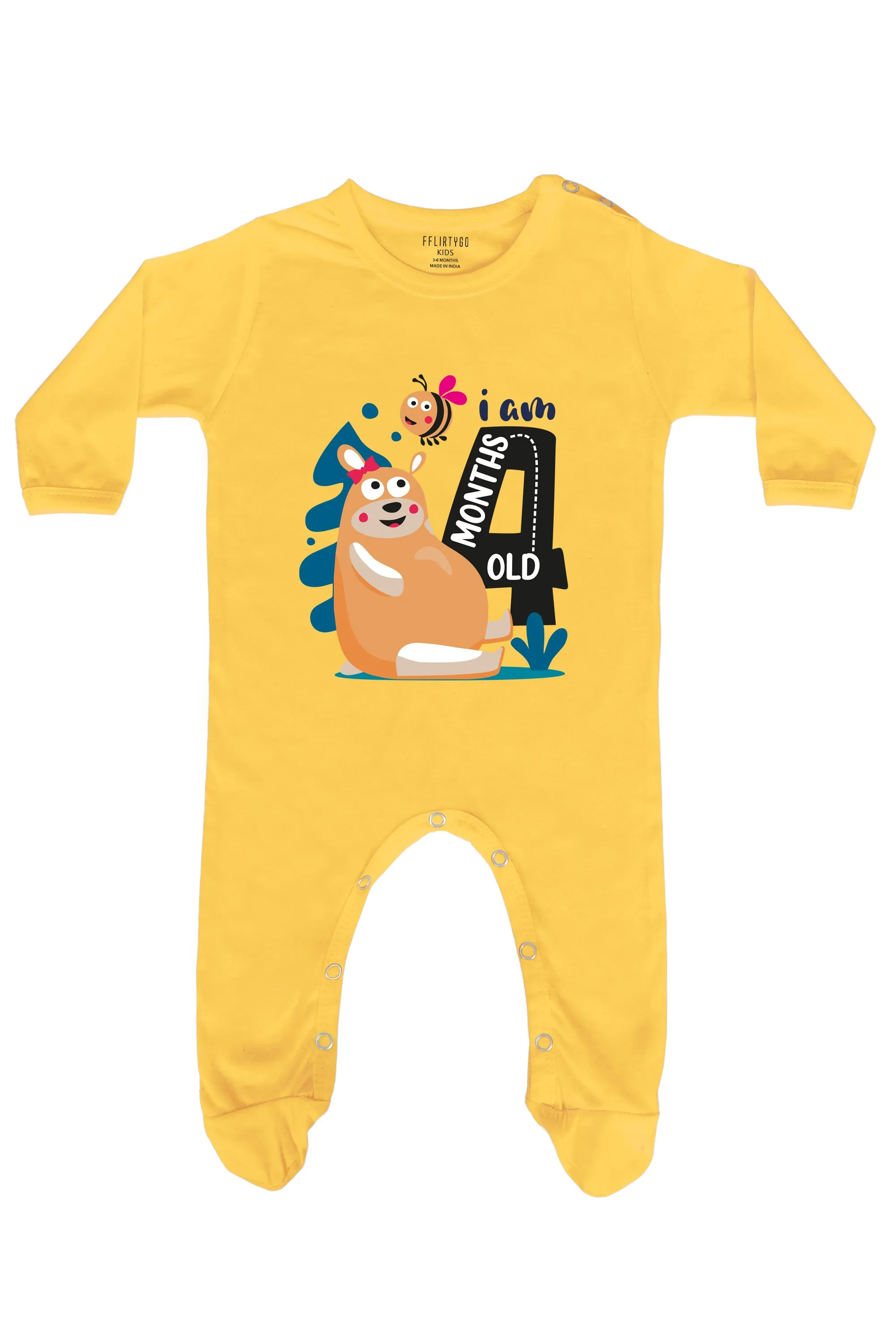I Am 4 Months Old Bear Baby Romper | Onesies