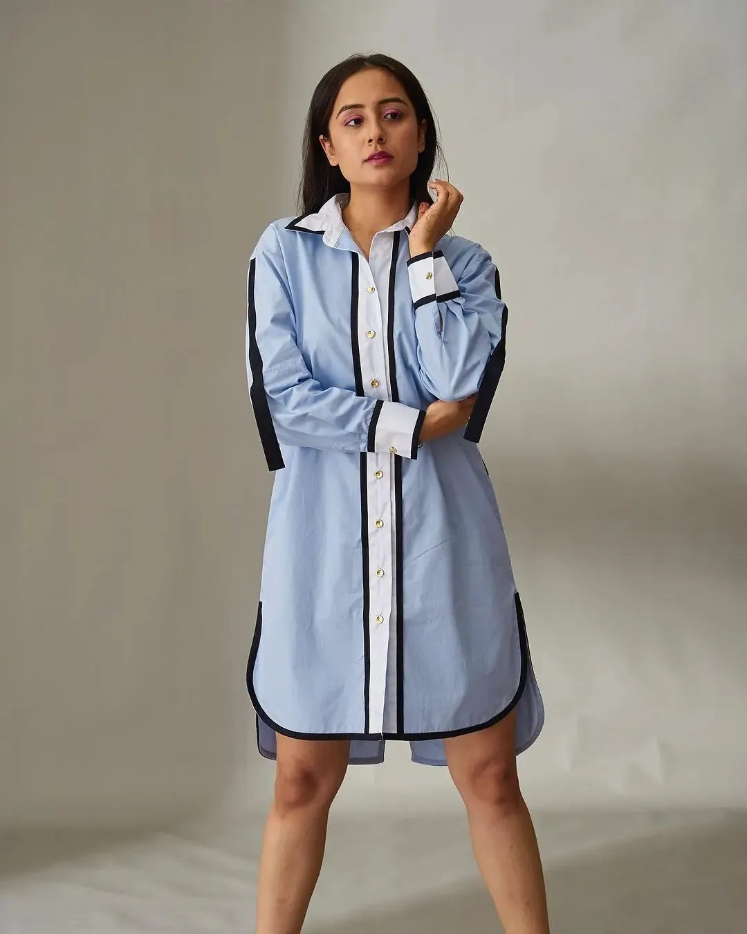 Impressionist Cotton Shirt Dress