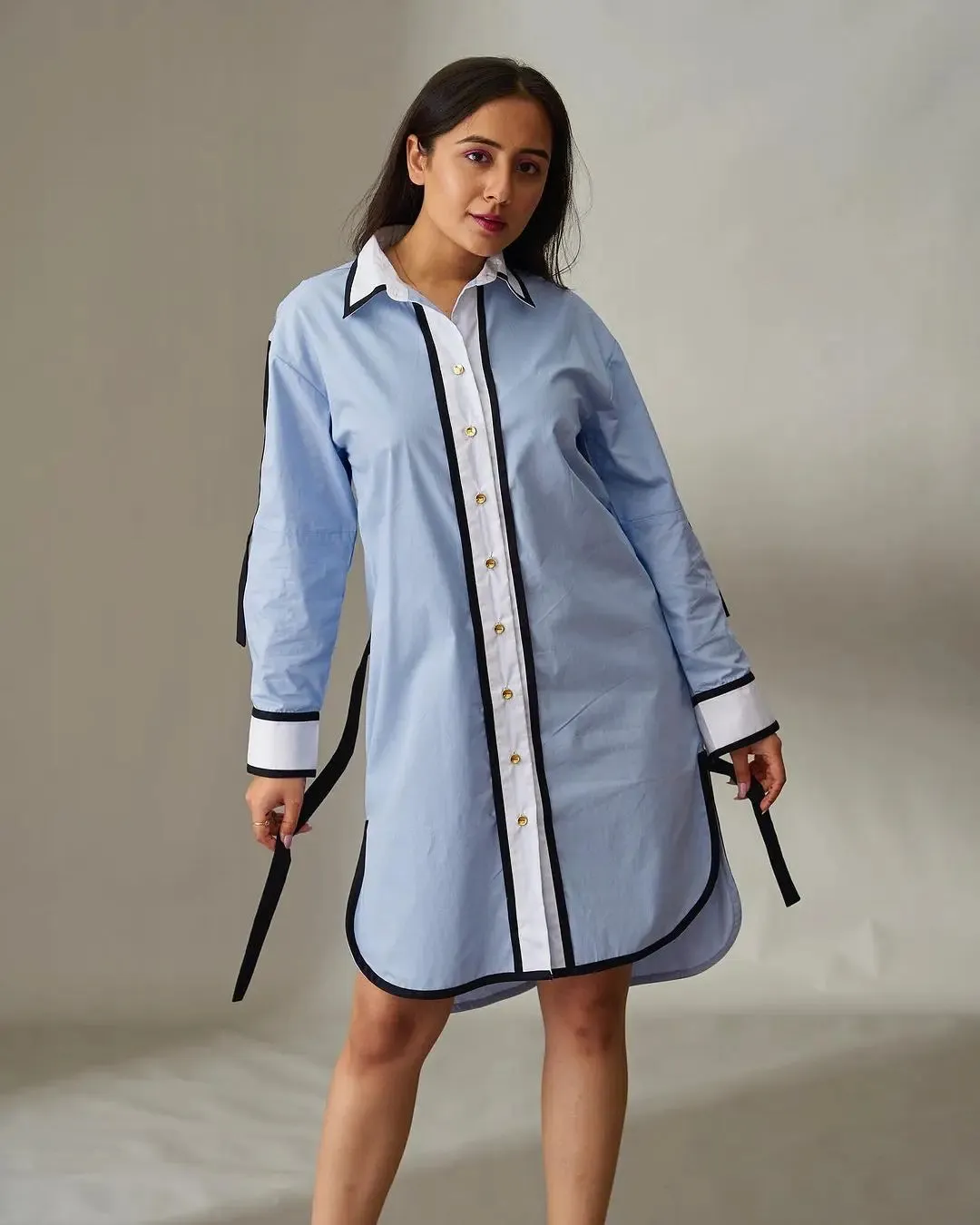 Impressionist Cotton Shirt Dress