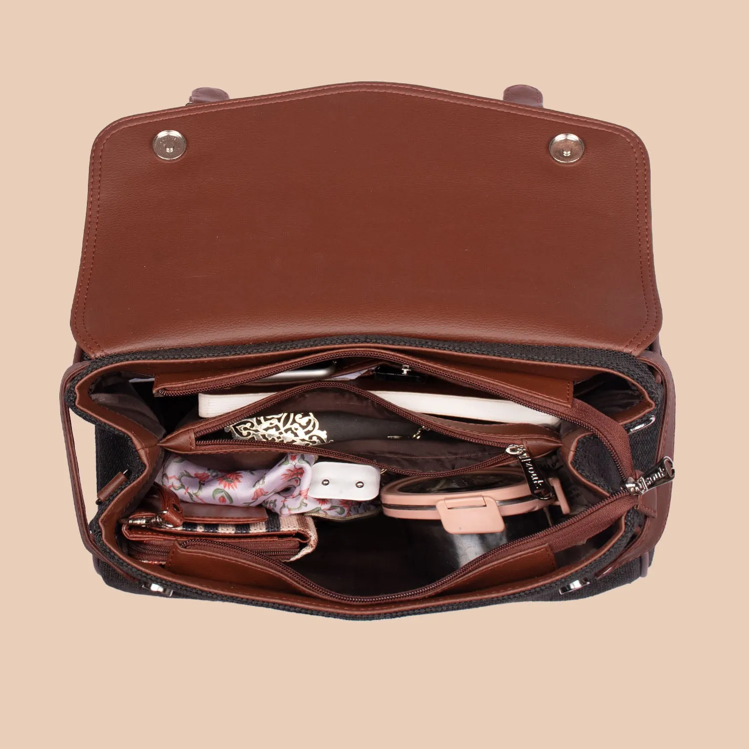 Konkona Heritage Satchel Bag - Kovil Blue