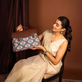 Konkona Heritage Satchel Bag - Kovil Blue
