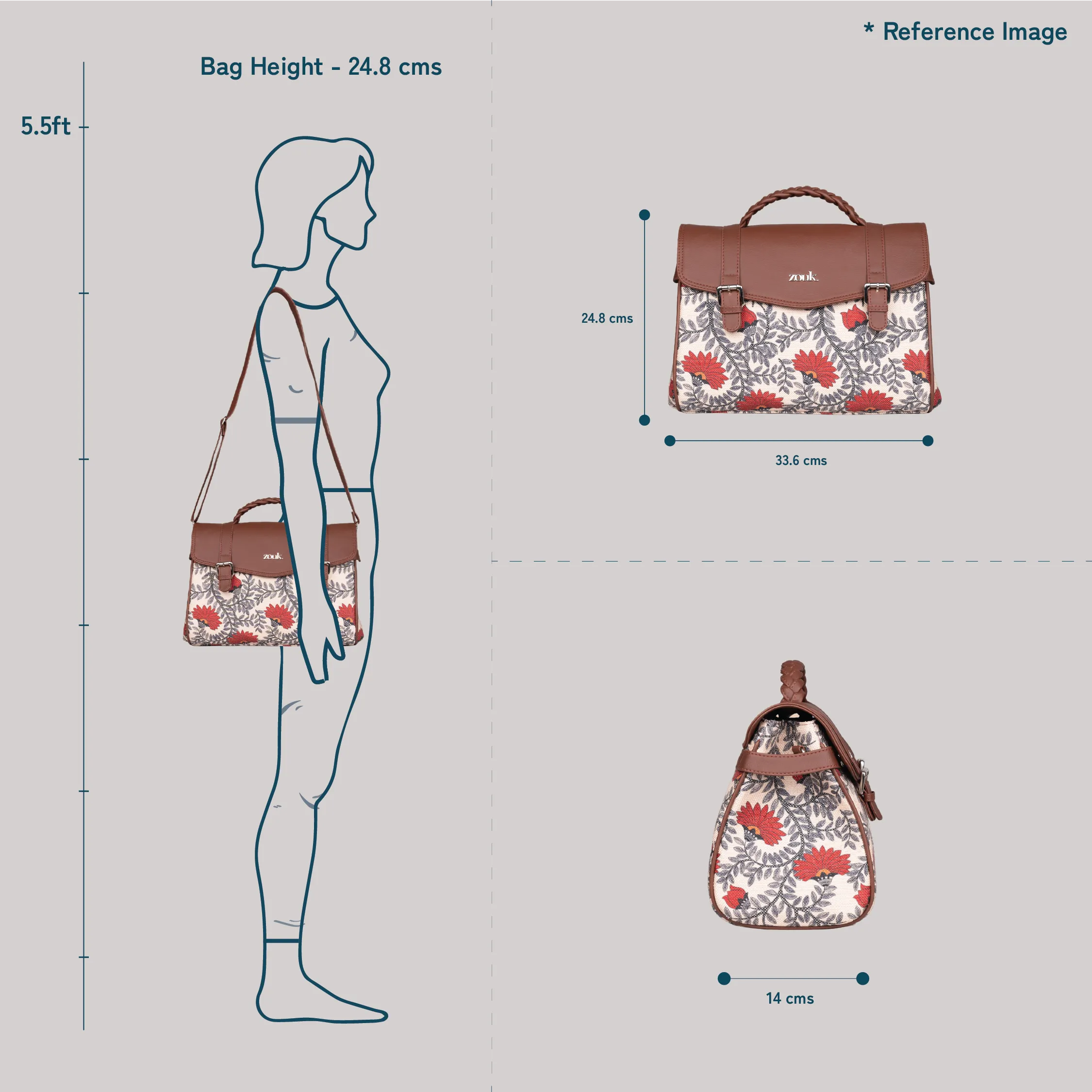 Konkona Heritage Satchel Bag - Kovil Blue