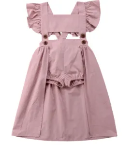 Kryssi Kouture Ariella Dusty Rose Panel Skirted Romper