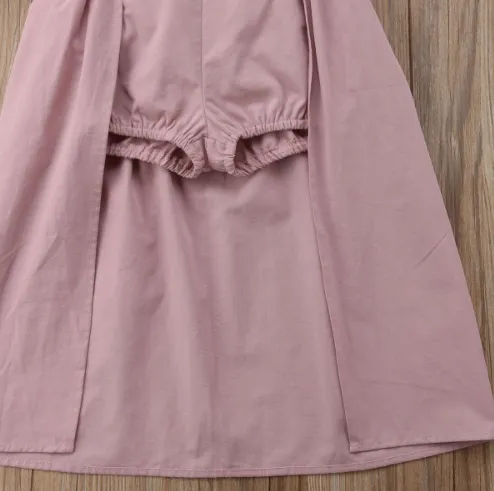 Kryssi Kouture Ariella Dusty Rose Panel Skirted Romper