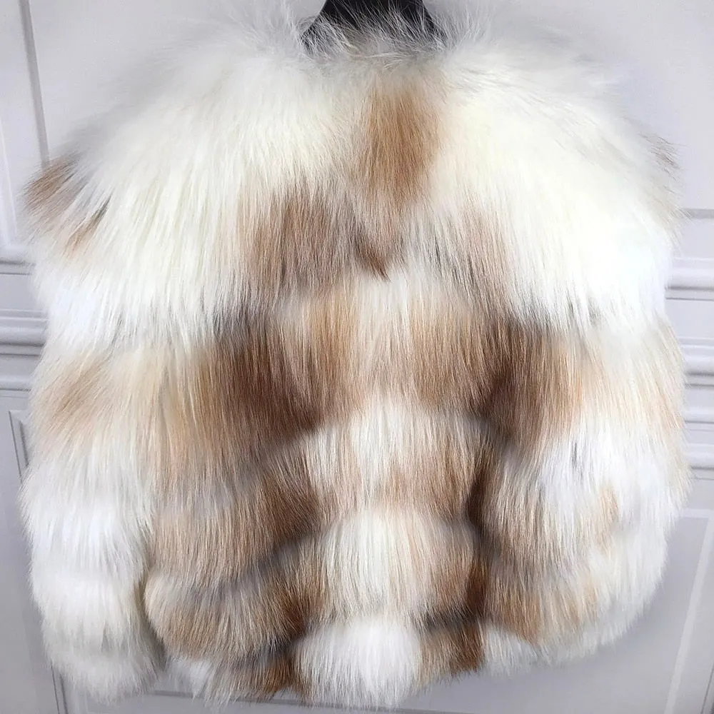 Ladies Natural Real Fox Fur Coat