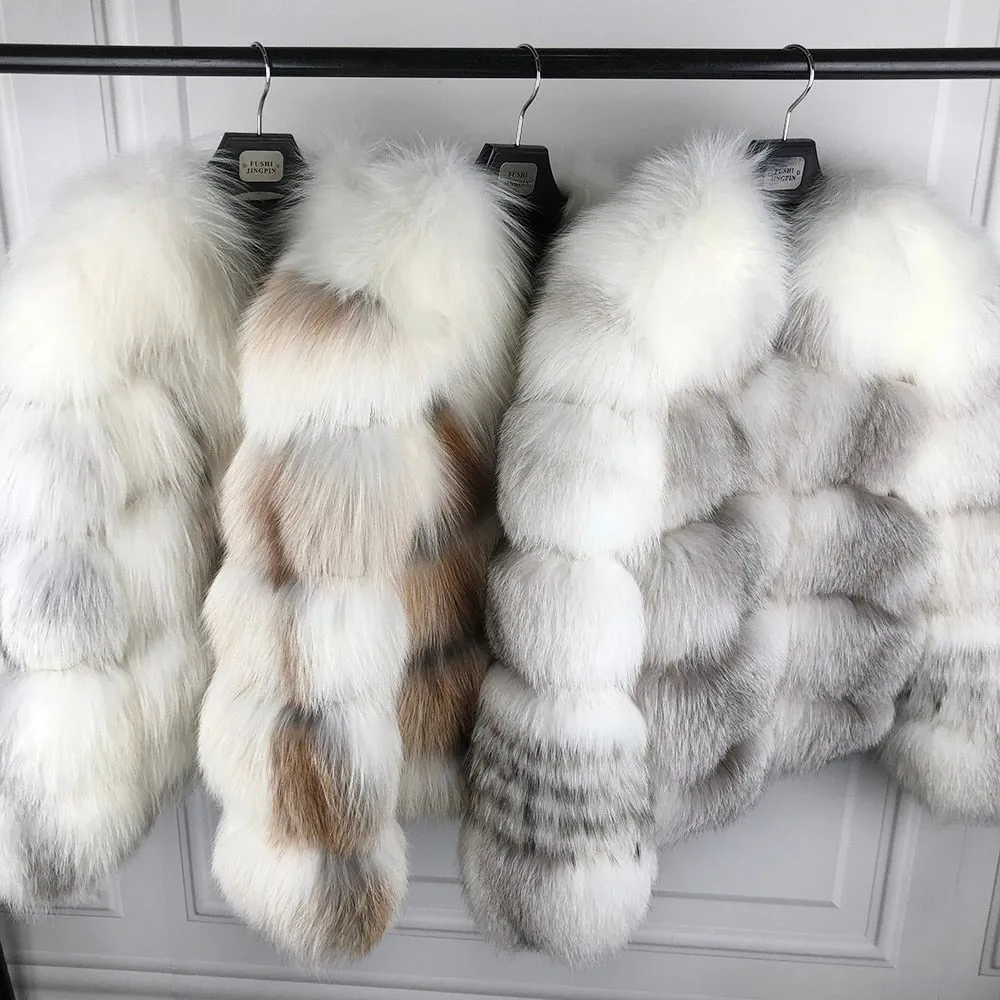 Ladies Natural Real Fox Fur Coat