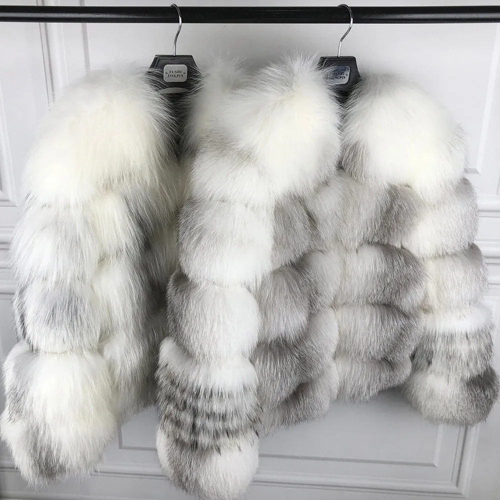 Ladies Natural Real Fox Fur Coat